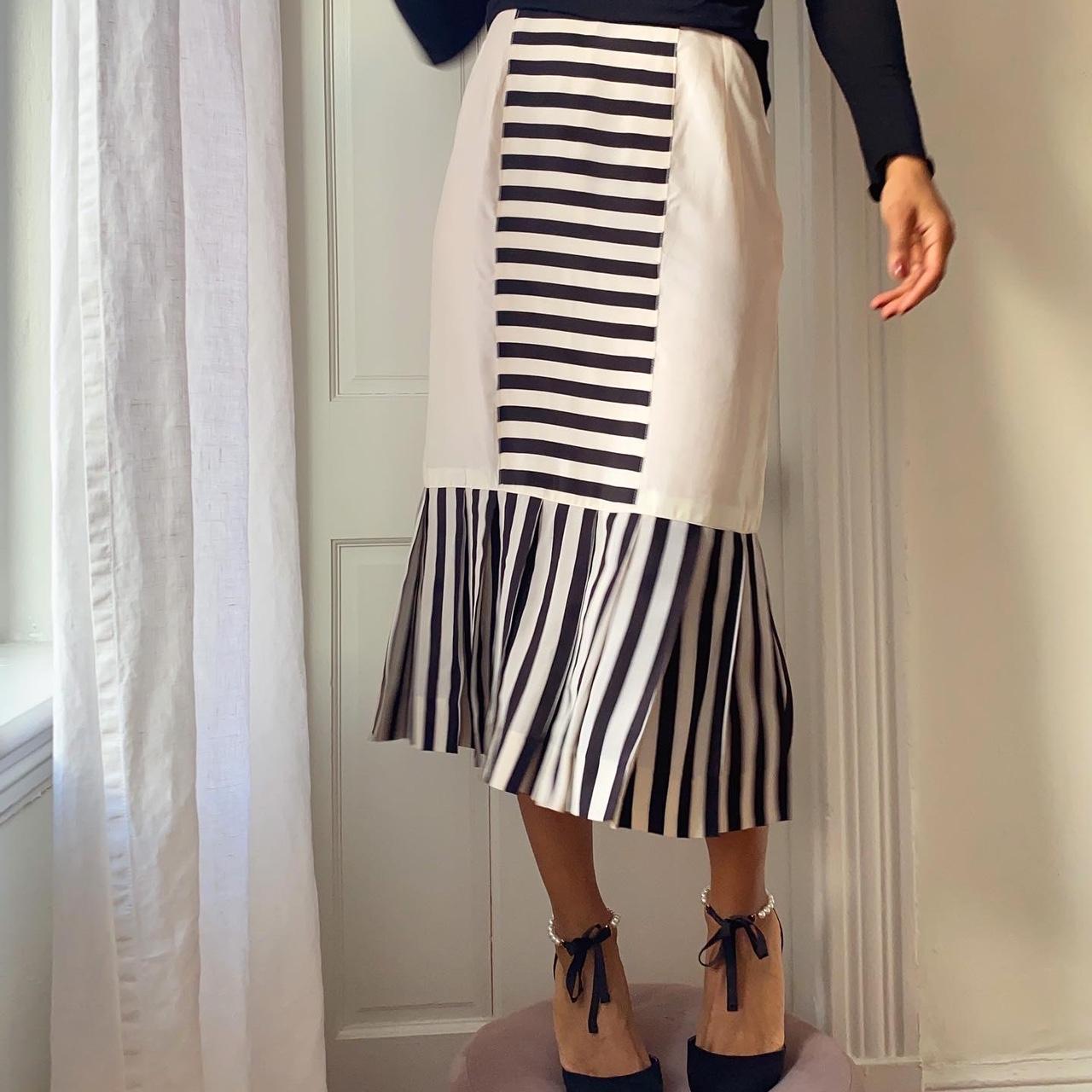 Rare Vintage Chanel striped silk midi skirt (70s) - - Depop