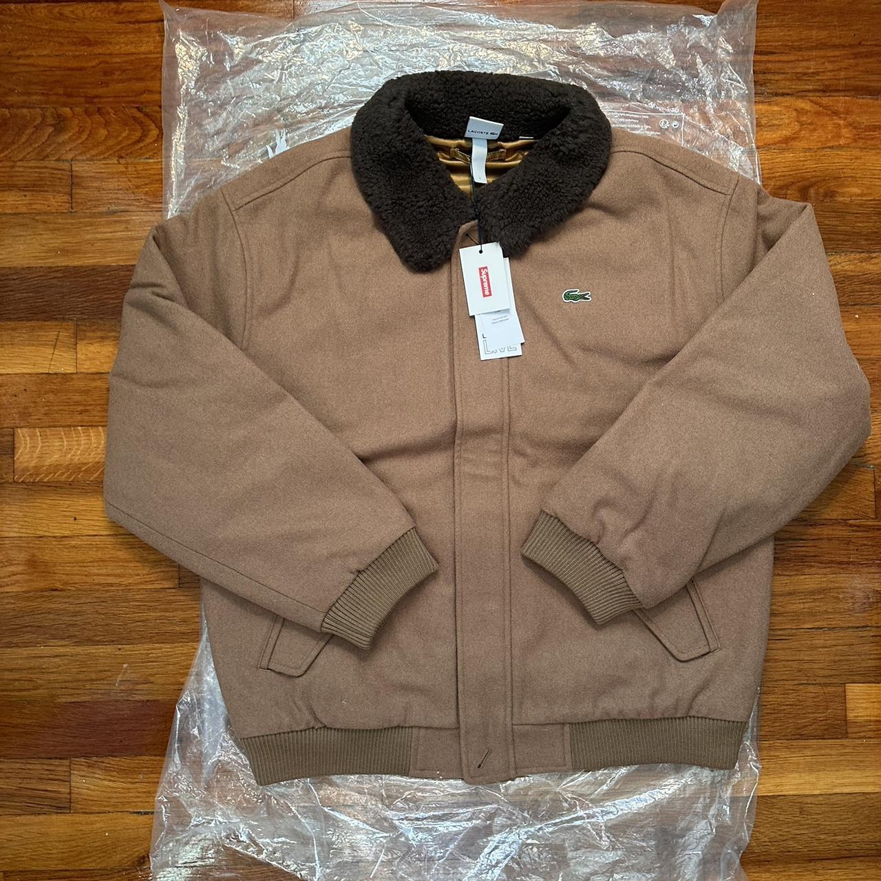 Supreme LACOSTE wool bomber jacket, Brown sz...