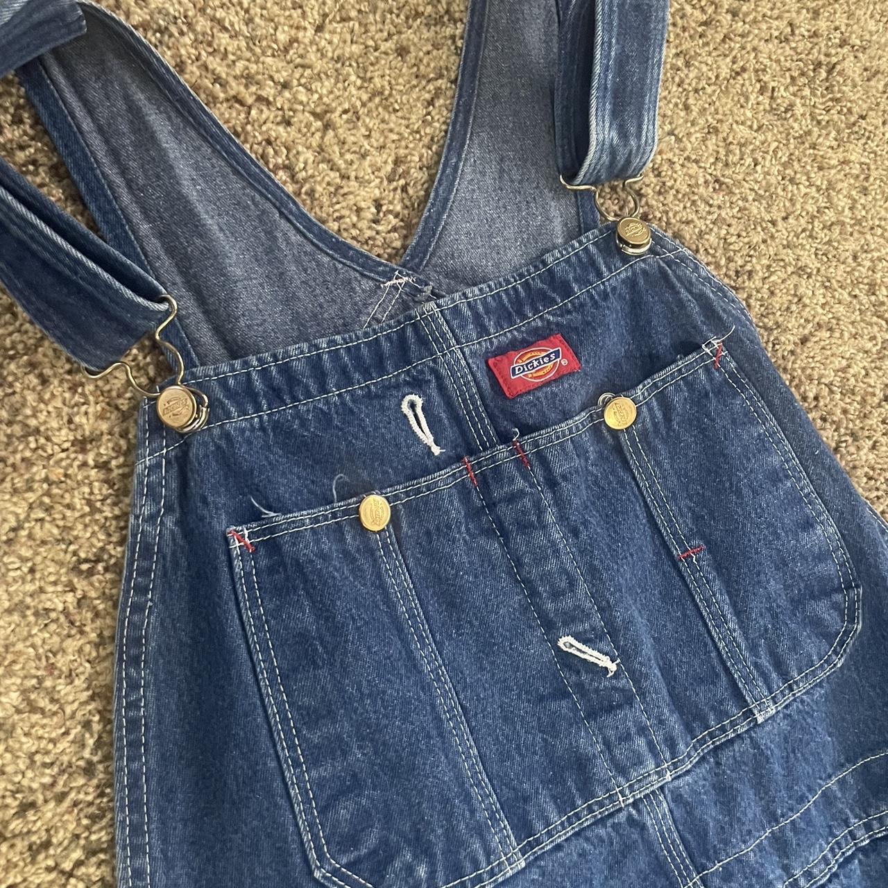 Dickies Men's Blue and White Dungareesoveralls Depop