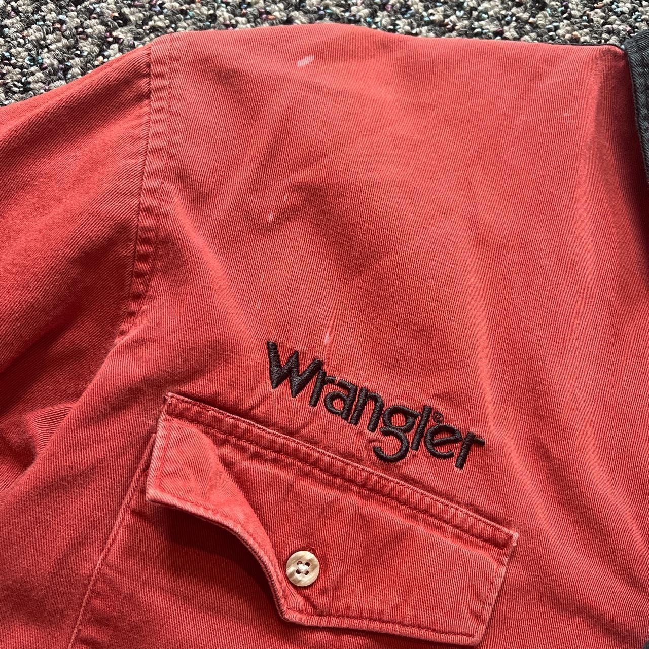 wrangler-men-s-black-and-red-shirt-depop