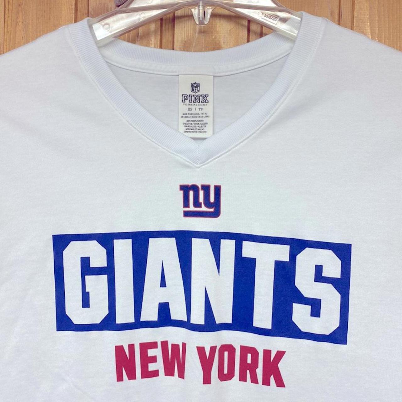 Victoria's Secret Pink NY Giants Jersey V-Neck Top - Depop