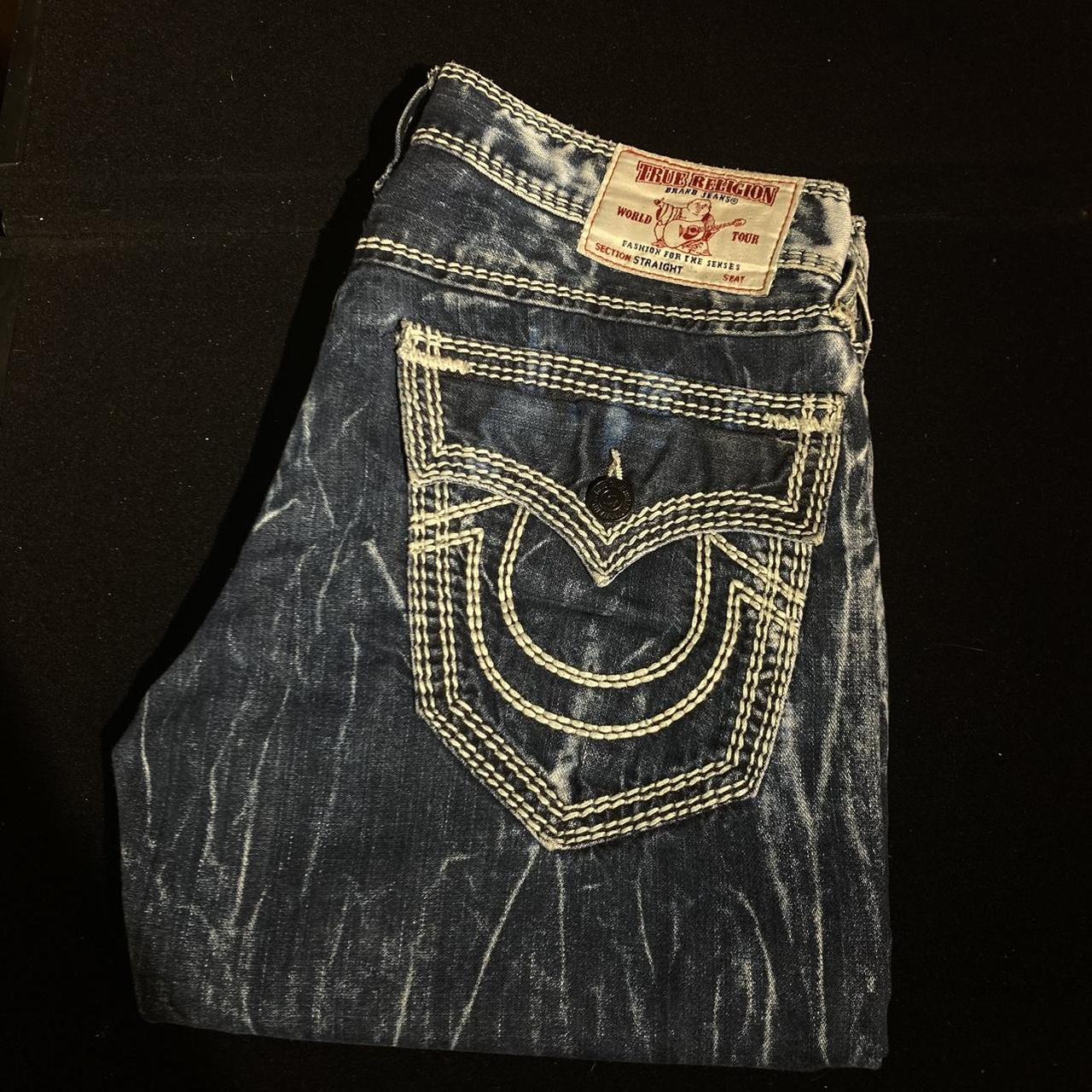 GREY & WHITE STITCH TRUERELIGION outlet JEANS SIZE 33