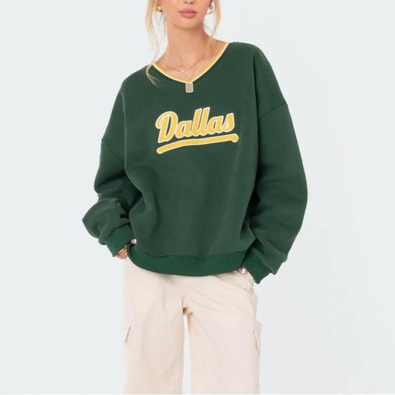 Edikted Women's Green and Yellow Sweatshirt | Depop