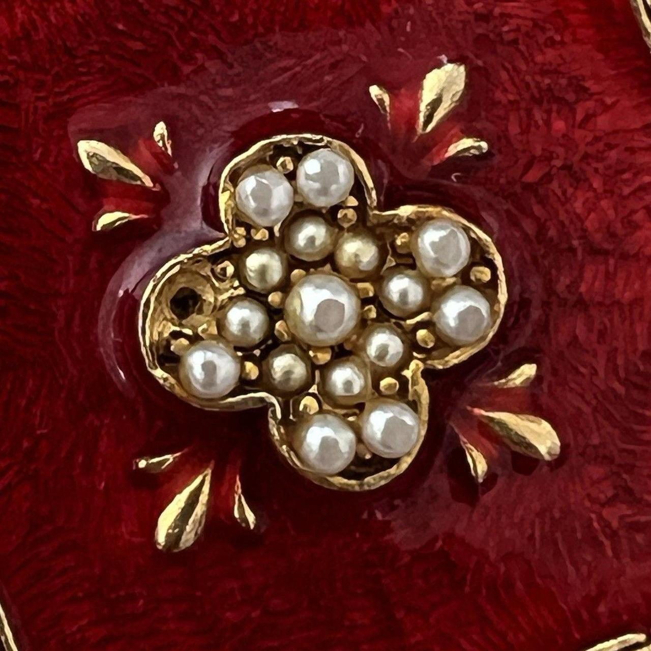 Women's Brooch - Gold/Red – Beautiful vintage Flo… - image 3
