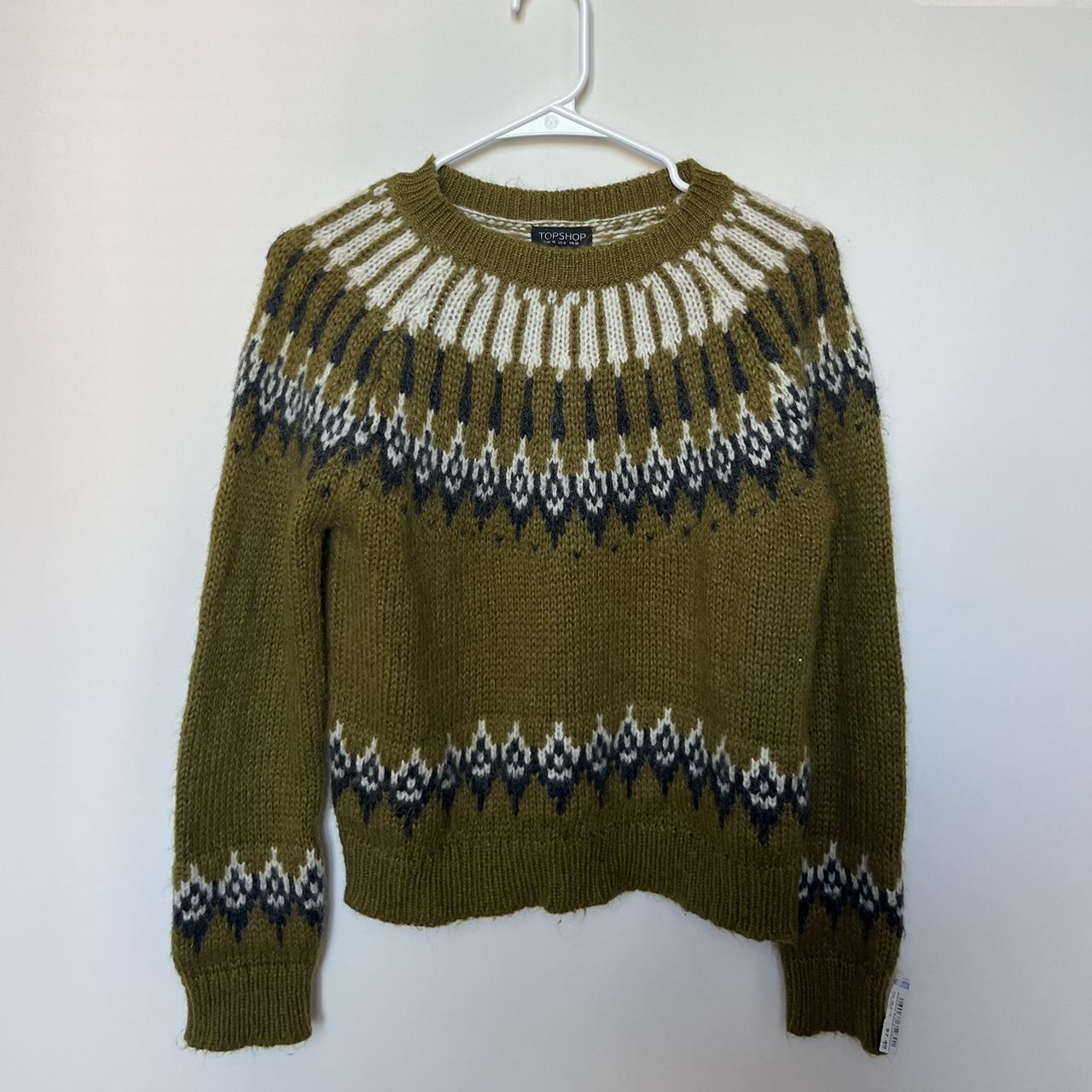 Topshop fair isle sweater green size Medium #sweater... - Depop