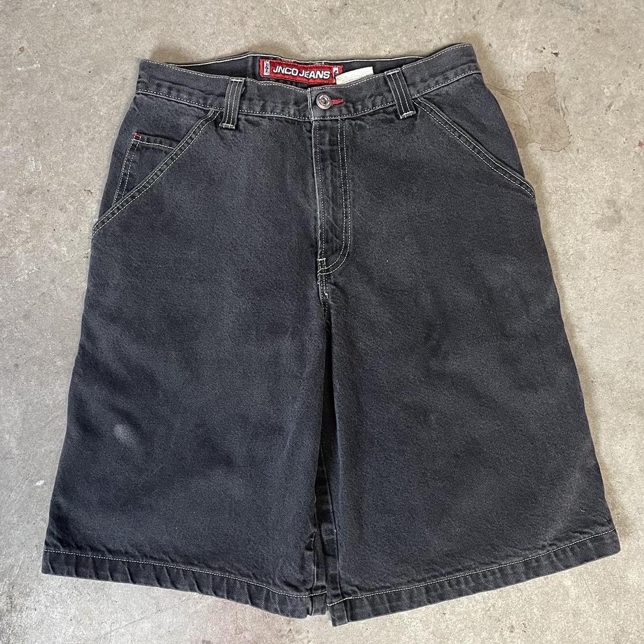 Rare Jnco Embroidered Crown Jean shorts Size 33 in... - Depop