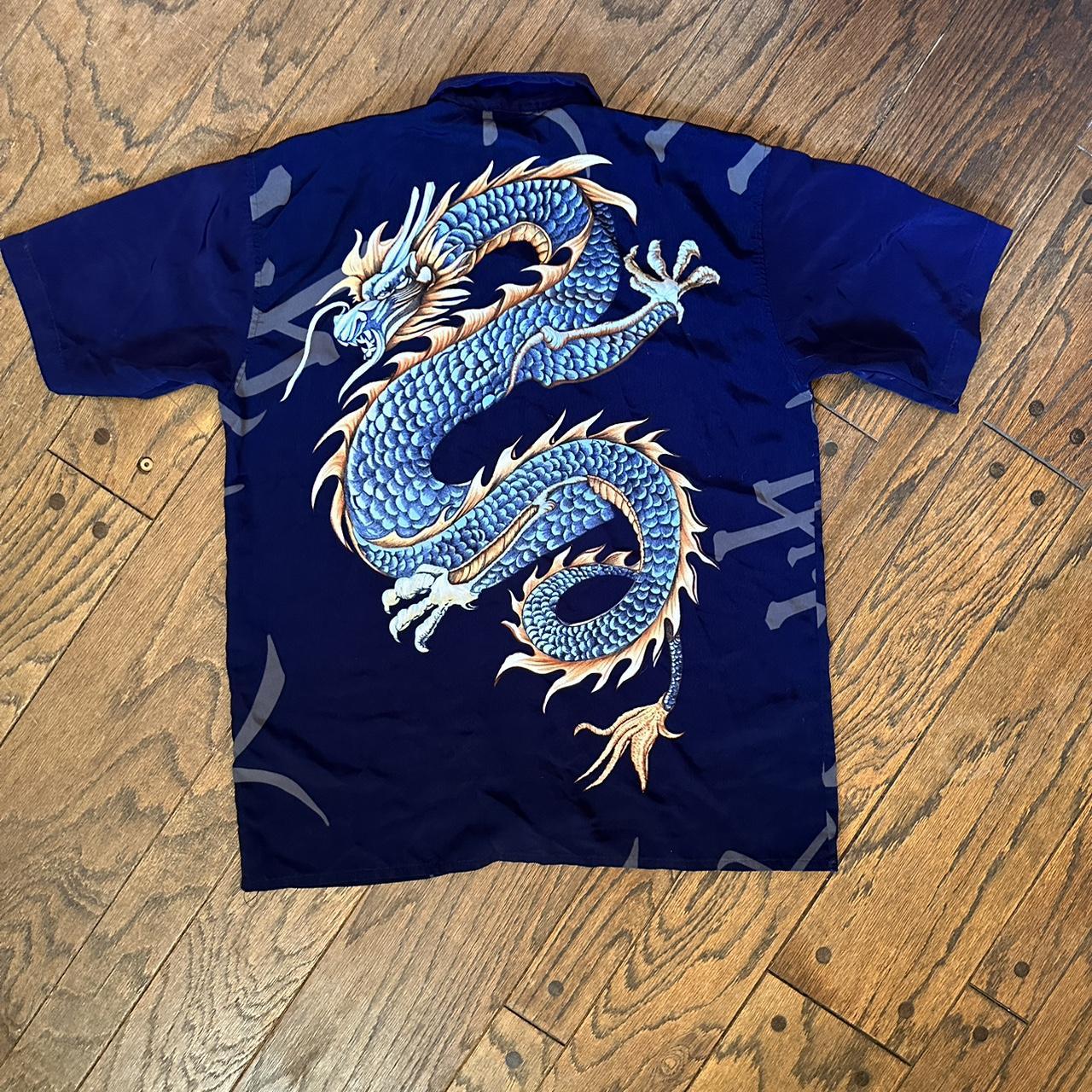 SICK ASF JNCO STYLE TRIBAL DRAGON BUTTON UP this... - Depop