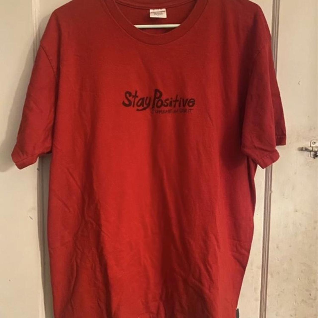 SUPREME STAY POSITIVE TEE •Color: Red •Condition:... - Depop