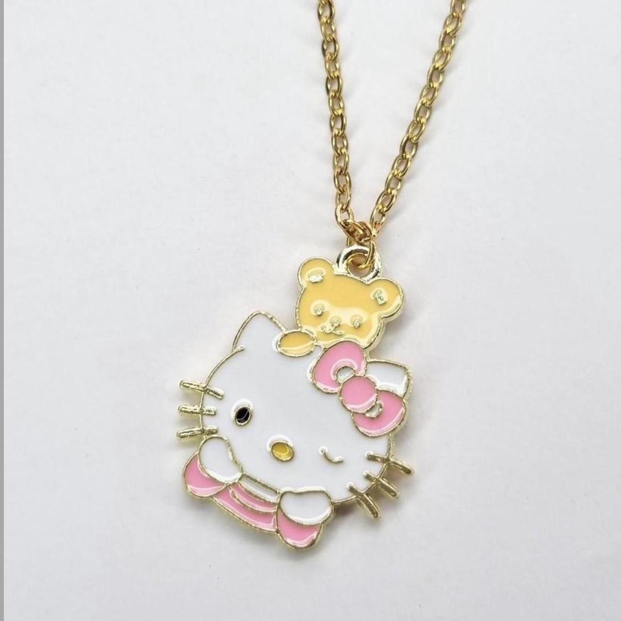 Gold Hello Kitty Charm Pendant On A Gold Necklace Chain!!