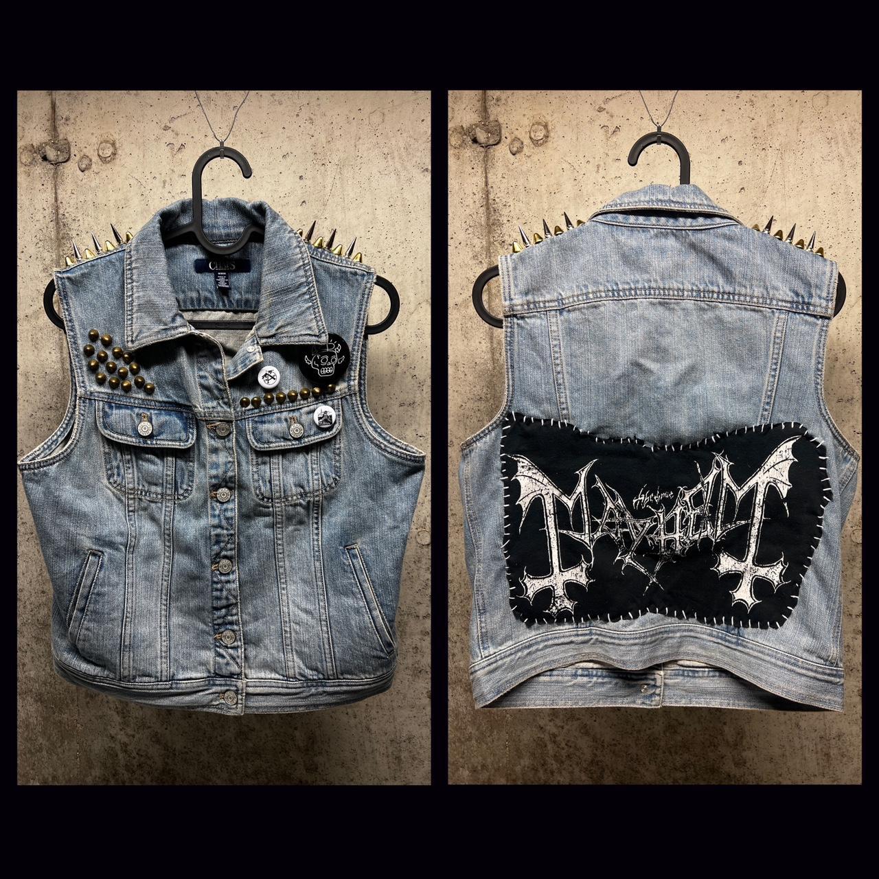 Black denim battle vest best sale