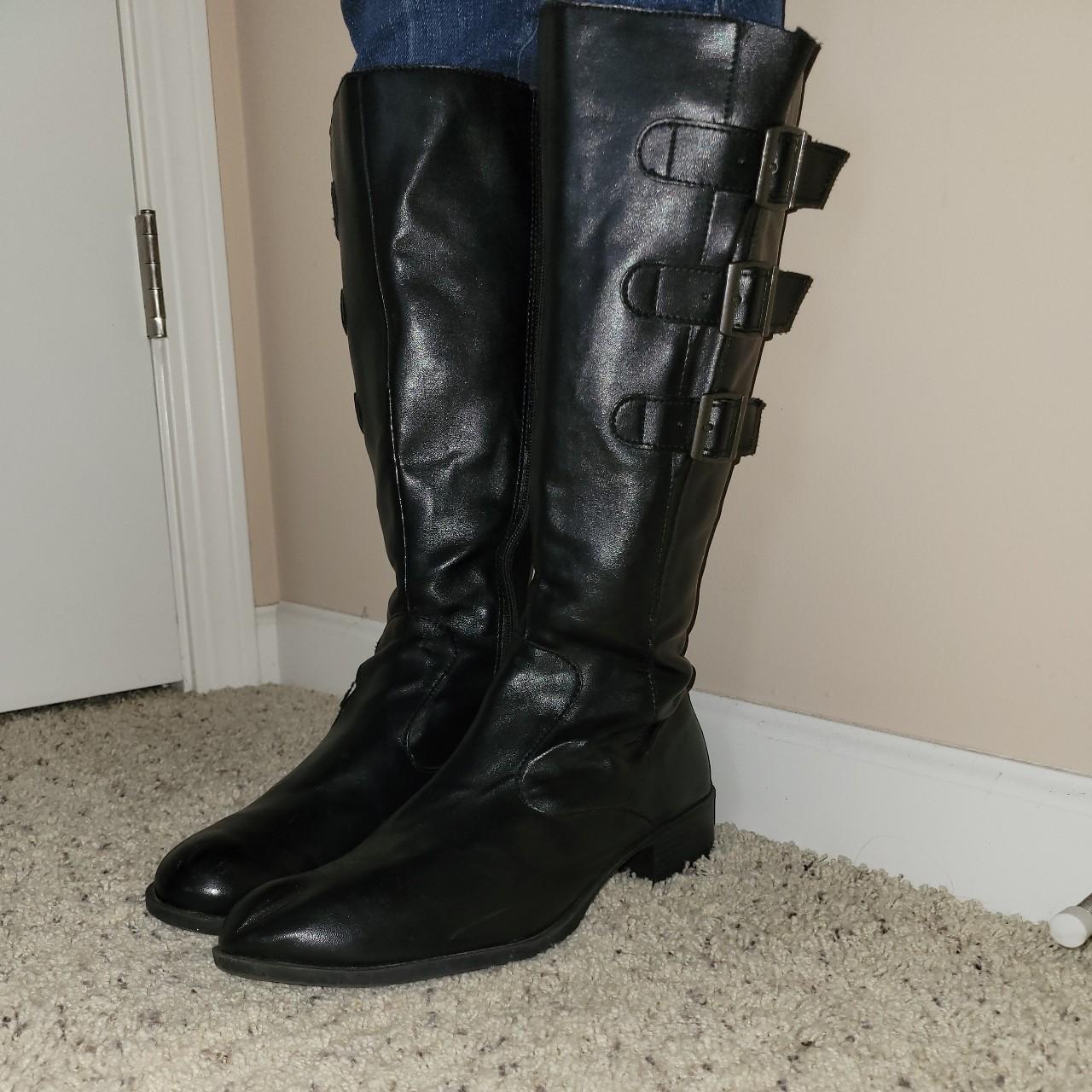 Vintage y2k knee high buckle boots Great for any... - Depop