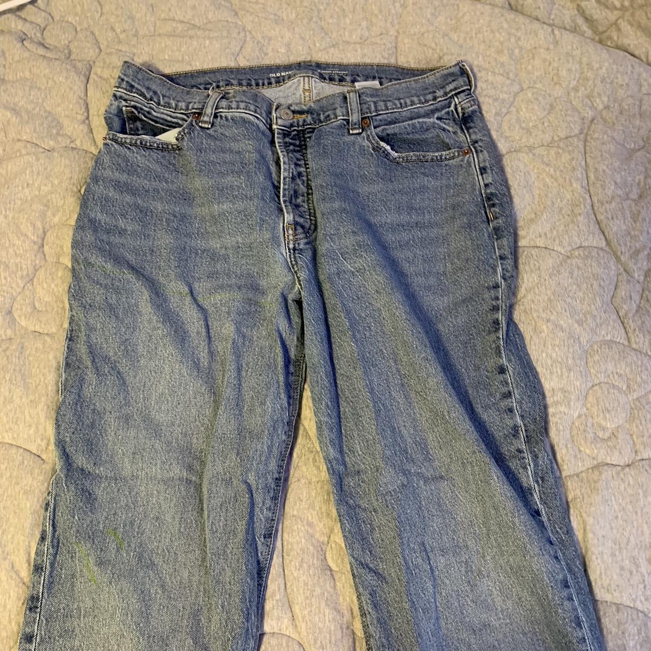 Size 10 Slouchy Straight Old Navy Blue Jeans Depop