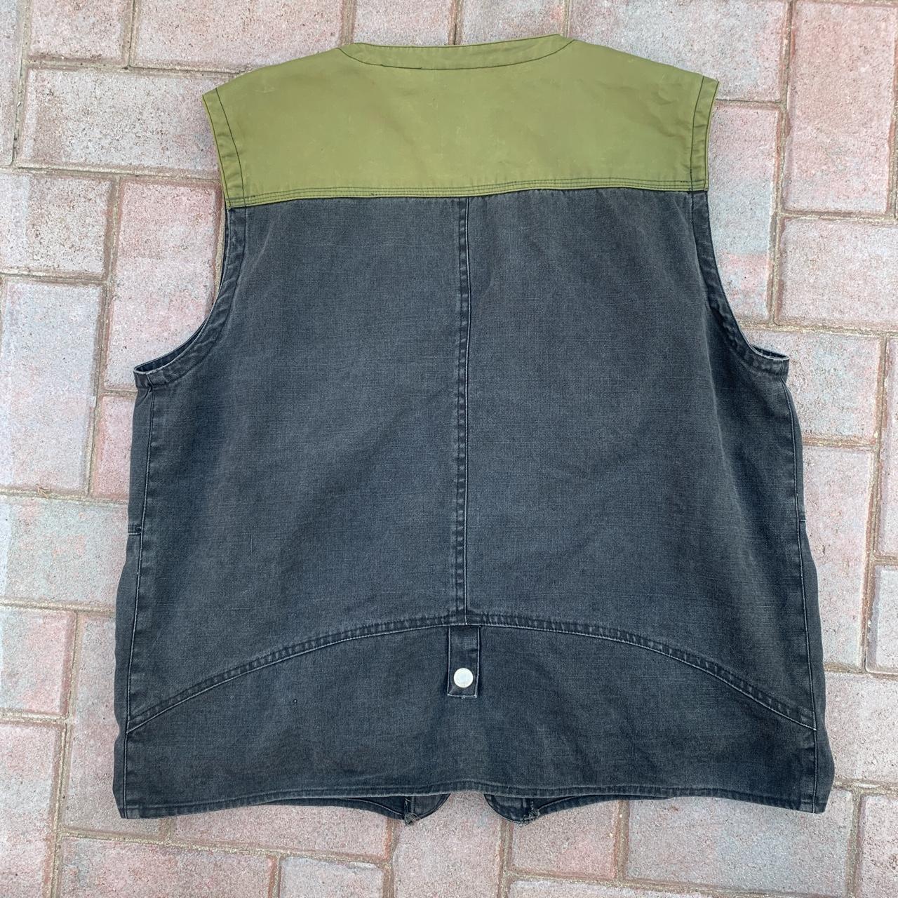 Bugle Boy Men's Green and Black Gilet Depop