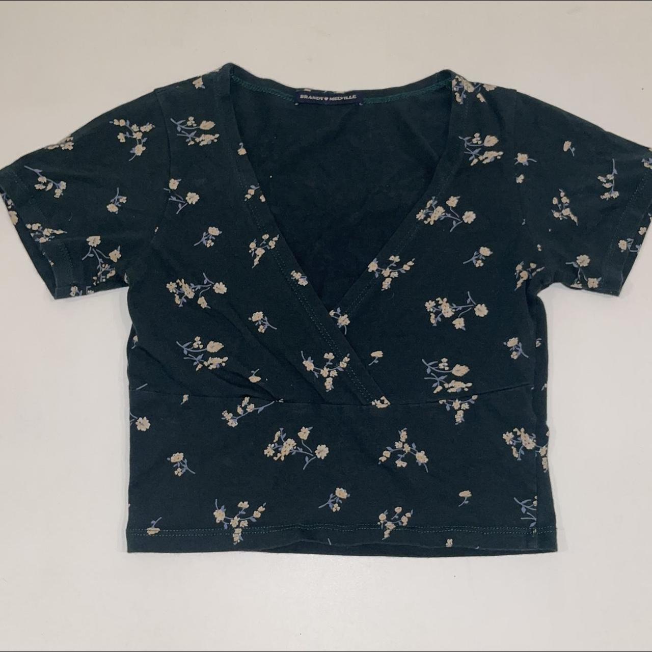 cute brandy melville green floral amara crop top.... Depop