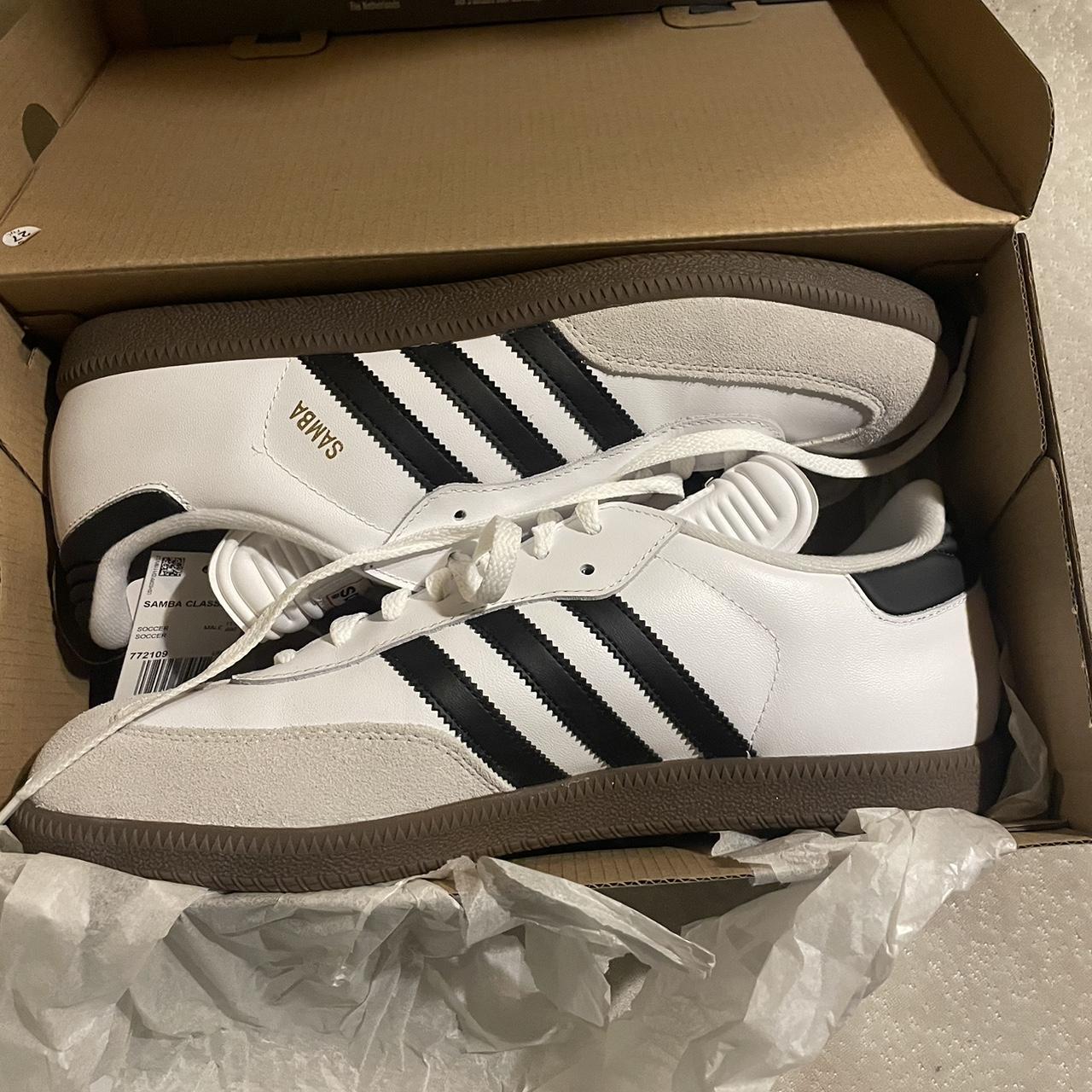 Brand New (with Box) White Adidas Sambas. Size 12 - Depop