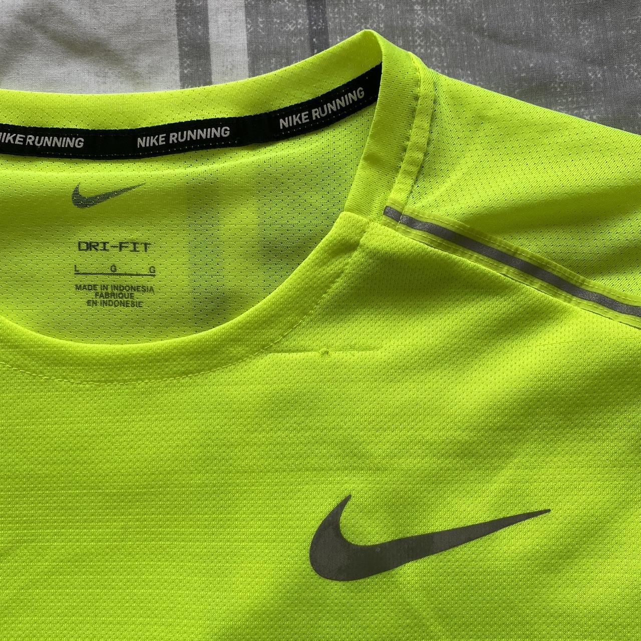 Rare Nike Miler Dri-Fit Running T-Shirt in volt neon... - Depop