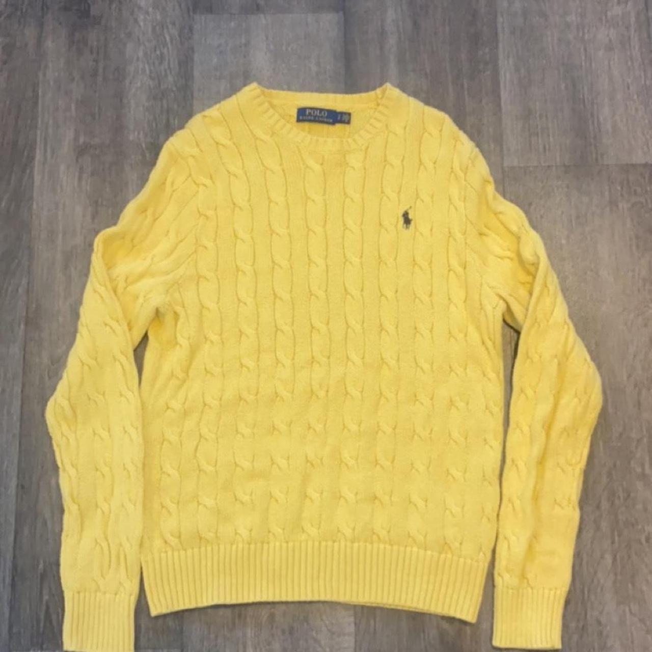 Yellow Ralph Lauren Cable Knitted Jumper Size on... - Depop