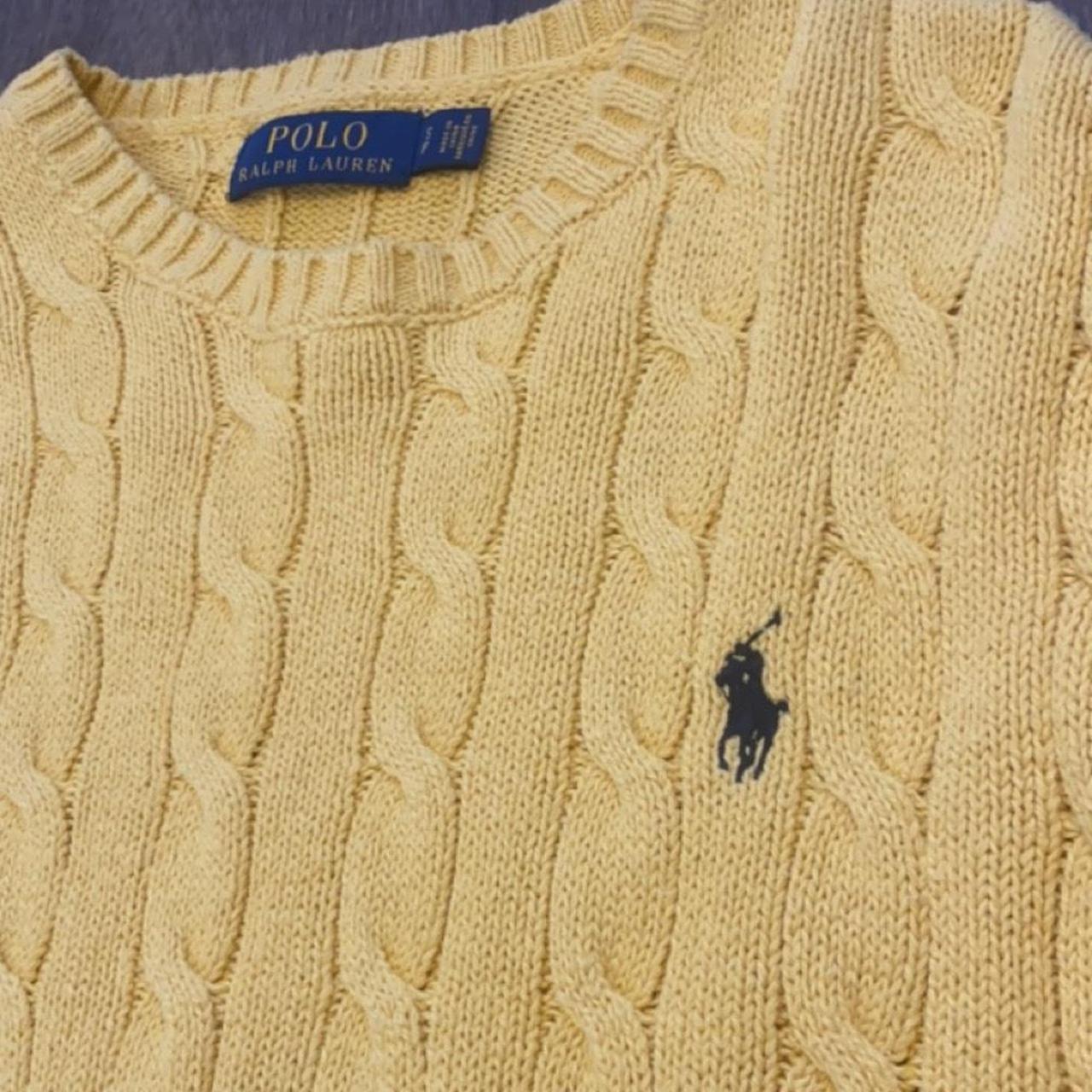 Yellow Ralph Lauren Cable Knitted Jumper Size on... - Depop