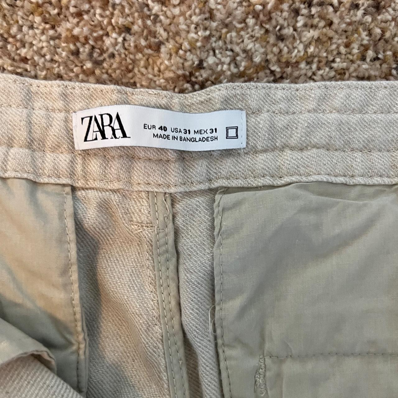 Zara Straight Fit Linen Trousers Size 31 Color:... - Depop