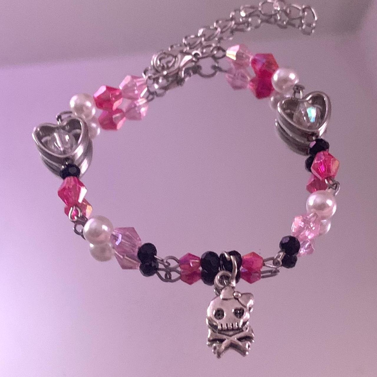pink and black skullette charm bracelet 💗☠️🖤 •... - Depop