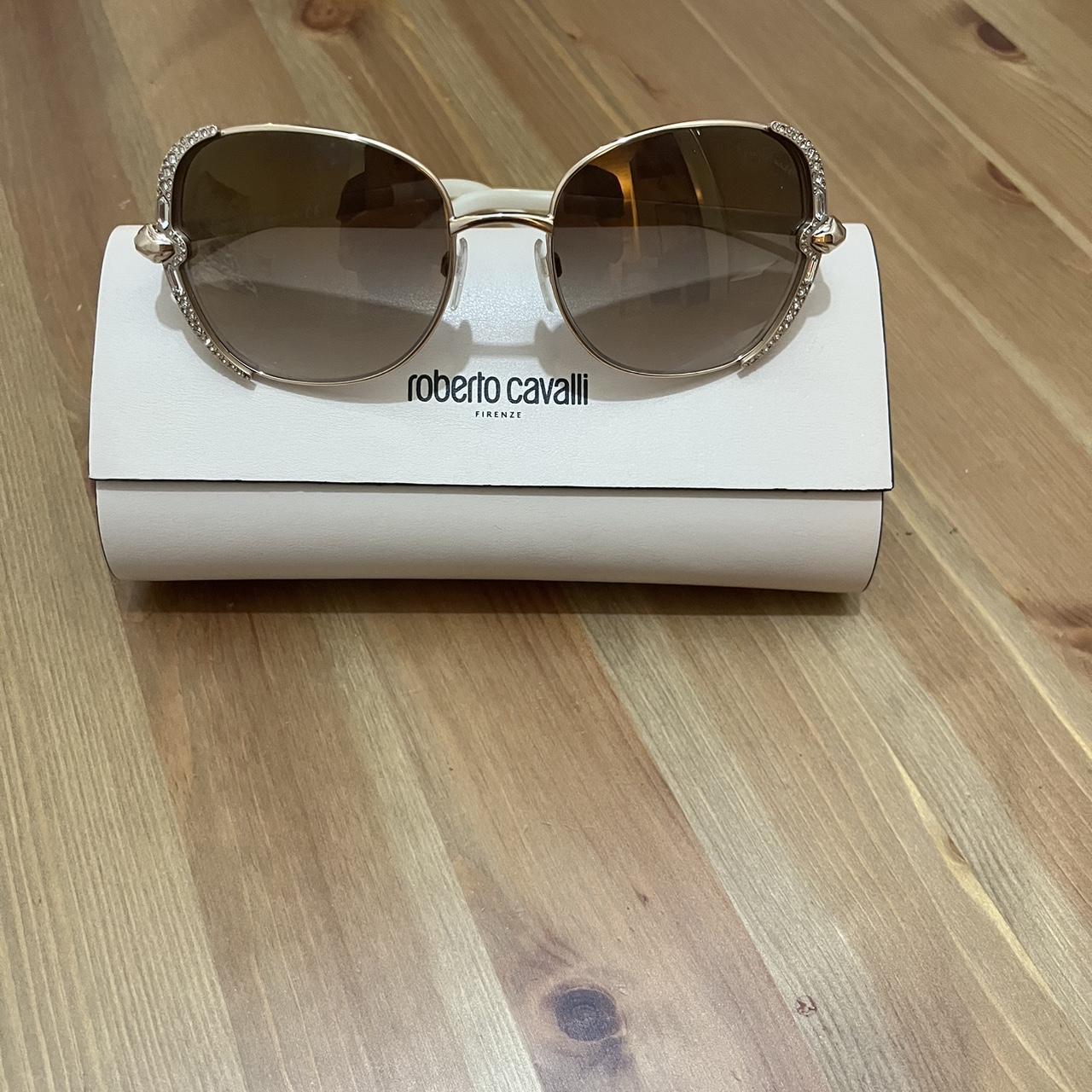 Roberto Cavalli Women's Gold Sunglasses | Depop