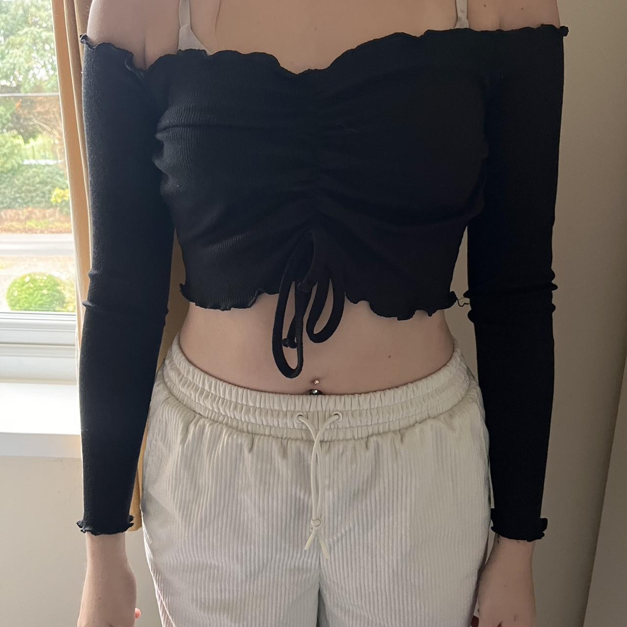 Nasty Gal Women's Black Crop-top | Depop