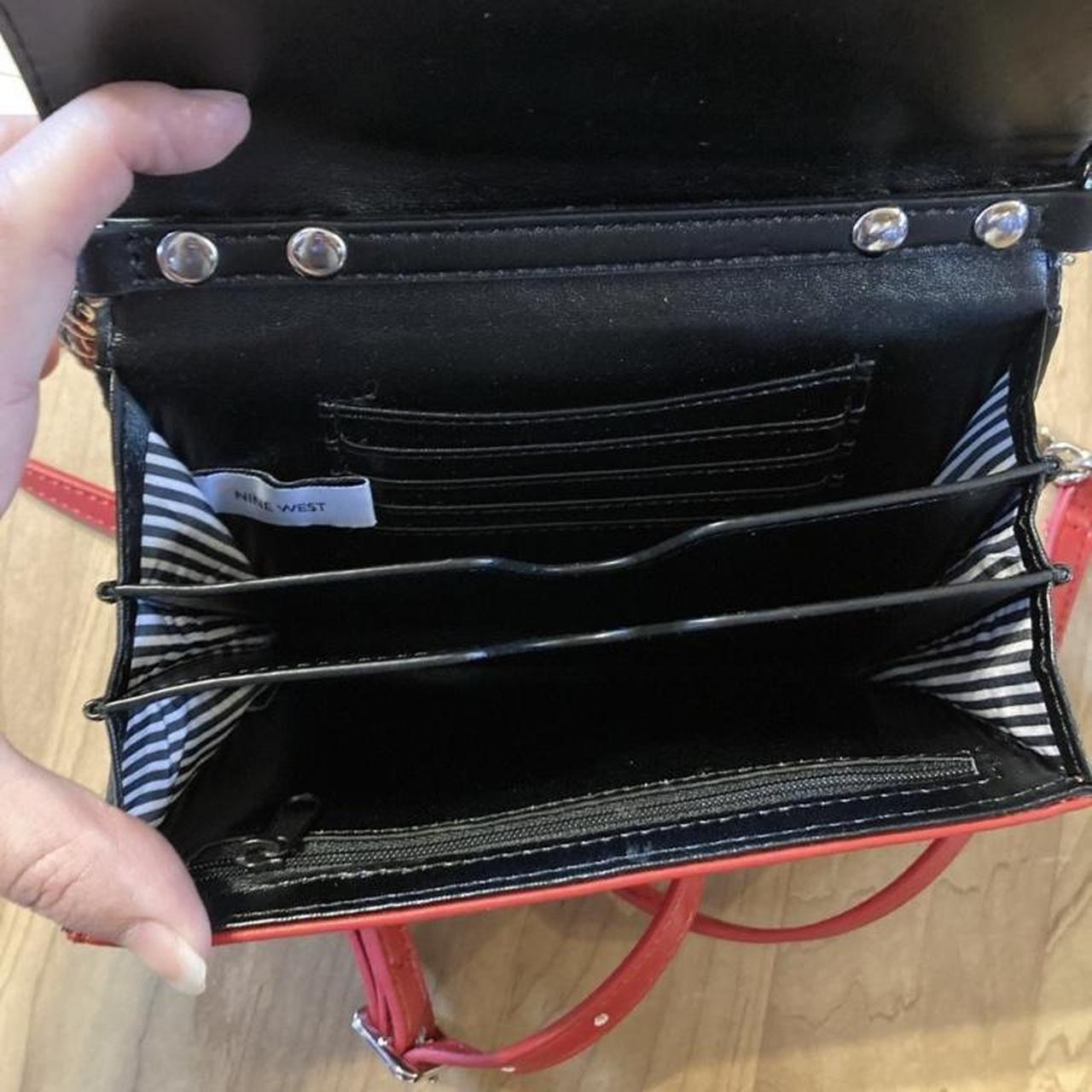 Nine West Deep Red Vegan Leather Crossbody Purse Handbag Flap