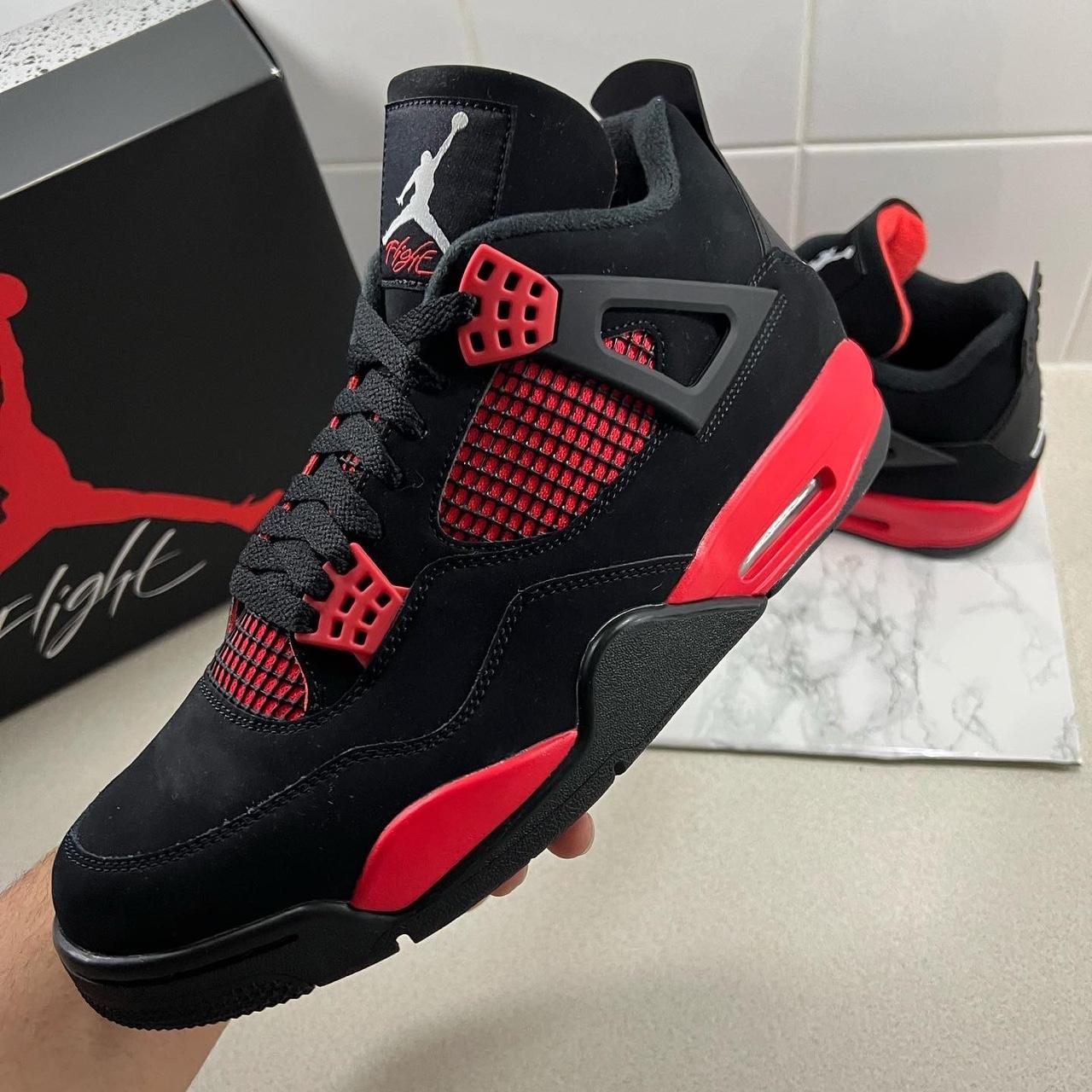 Jordan Men's Black and Red Footwear | Depop