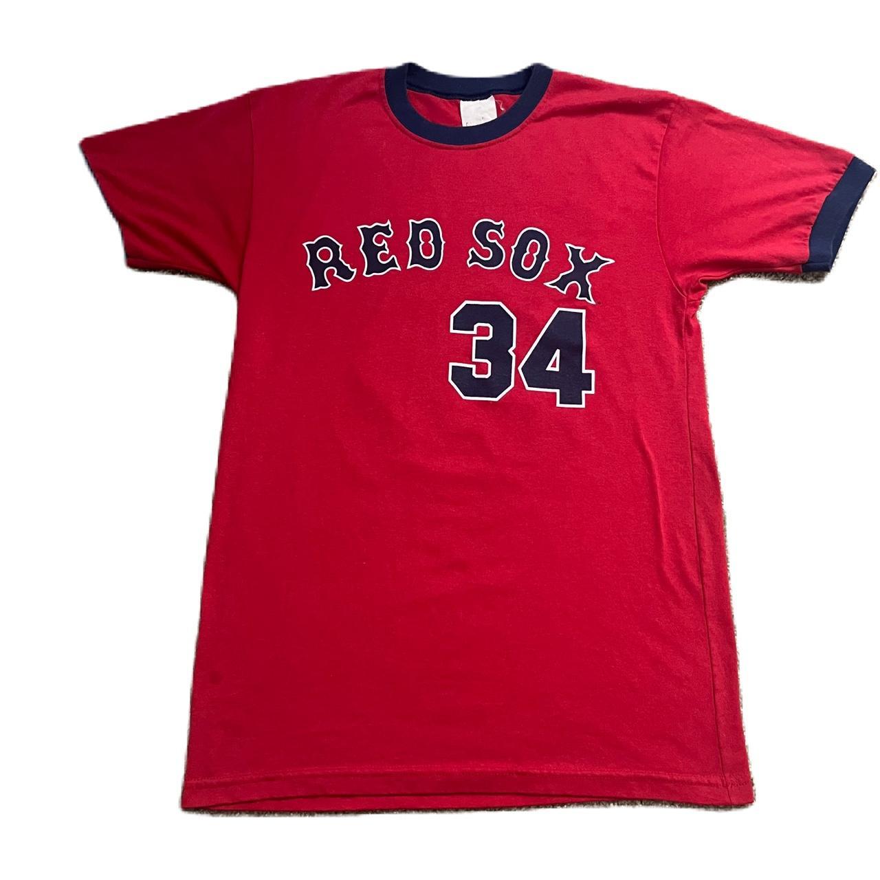 Vintage Majestic Athletic Red Sox Ringer Tee Size... - Depop