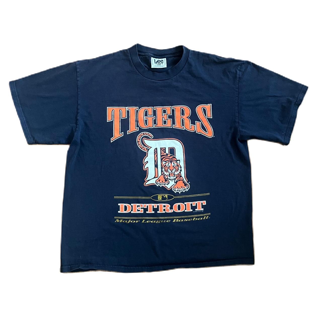 Vintage Detroit Tigers Tee Shirt Blue Lee Baseball 90's 