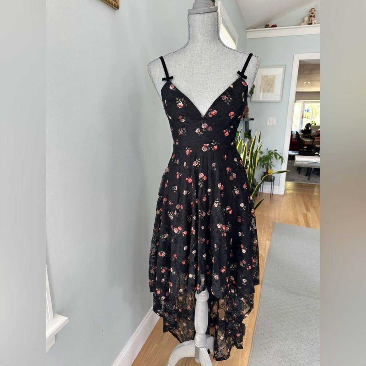 Black floral overlay dress best sale