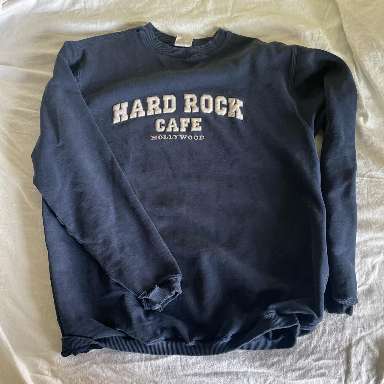 90’s hard rock crewneck!! Multiple holes and stains... - Depop