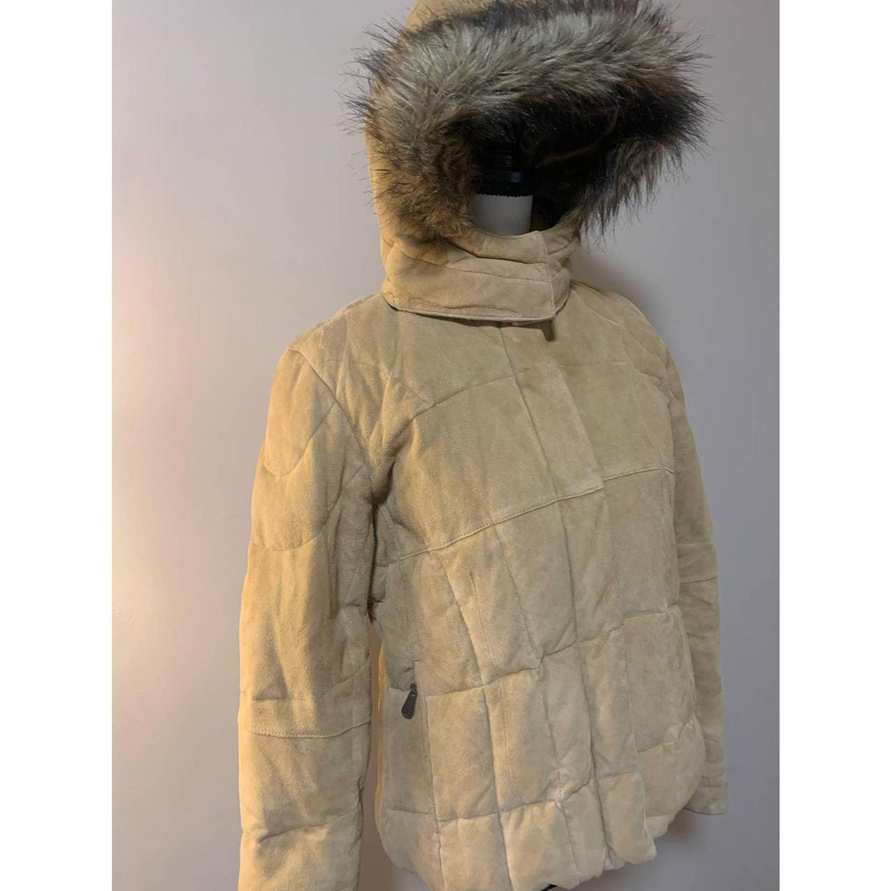 Eddie Bauer Leather Suede Quilted Goose down Jacket... Depop