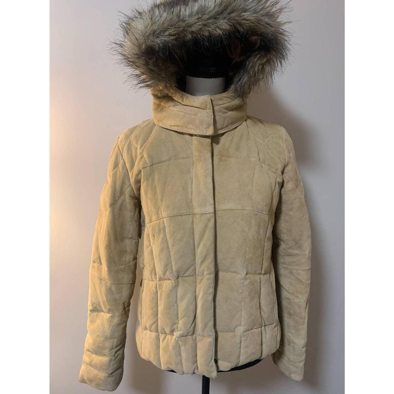 Eddie Bauer Leather Suede Quilted Goose down Jacket... Depop