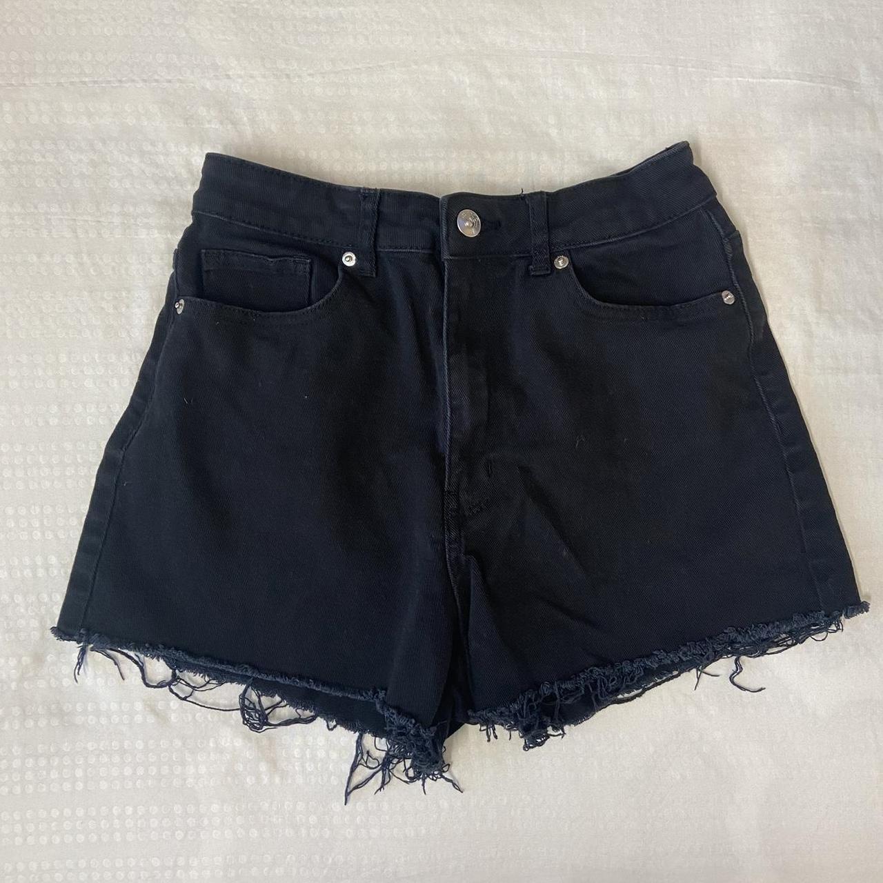 H&m Black High Waisted Ripped Shorts Black H&M High Waisted
