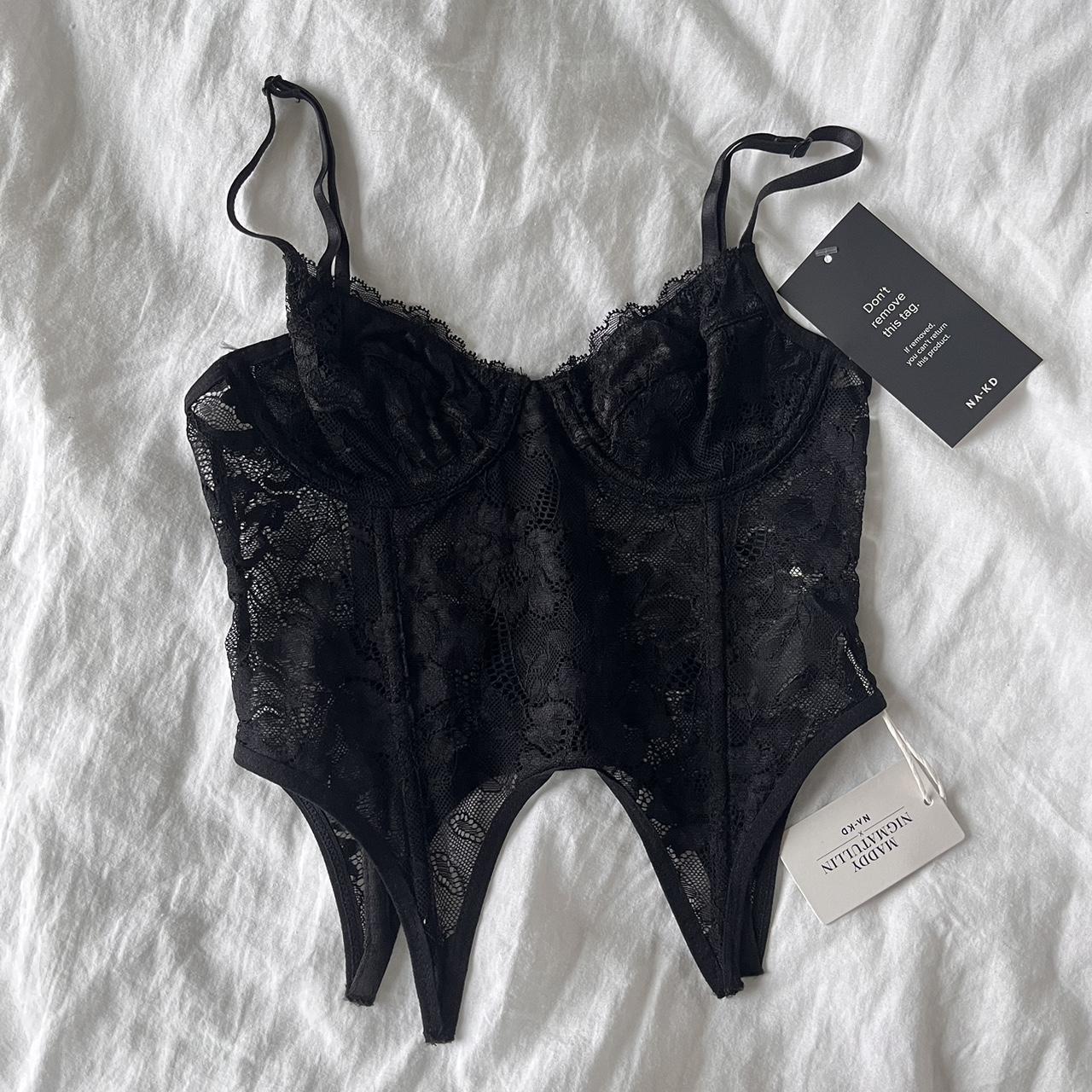 NA-KD lace bodysuit in black - BLACK