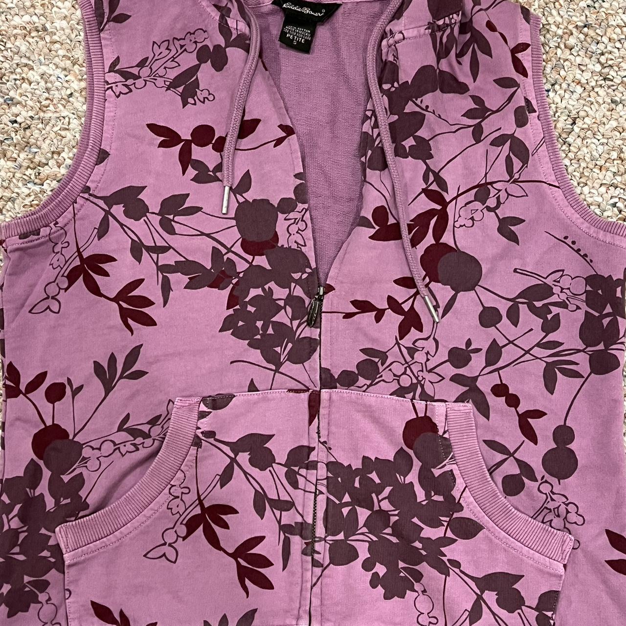 Y2K Floral Sweatshirt Vest Eddie Bauer Petite... Depop
