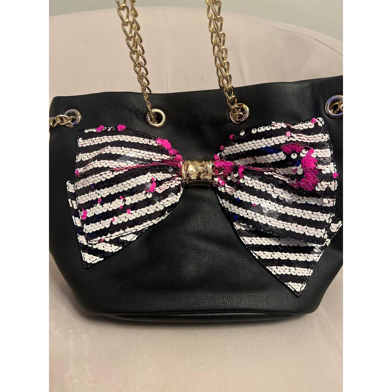 Betsey johnson sequin online bow purse