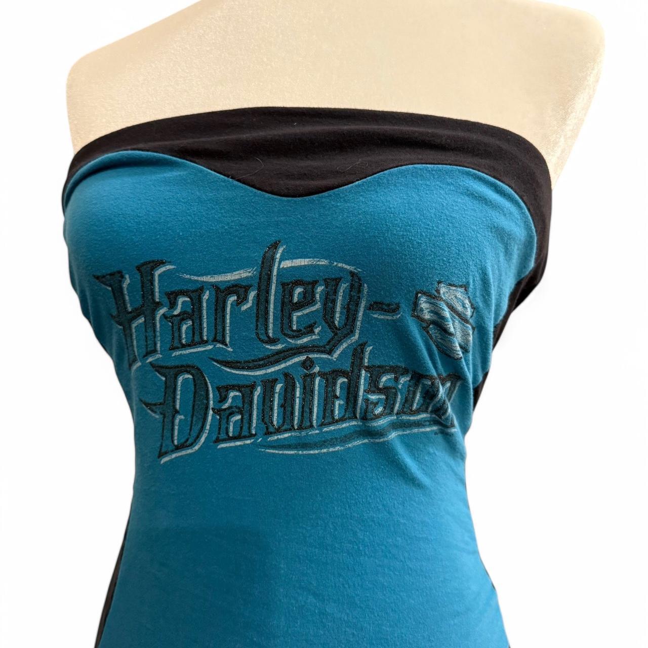 vintage y2k harley davidson black and teal tube