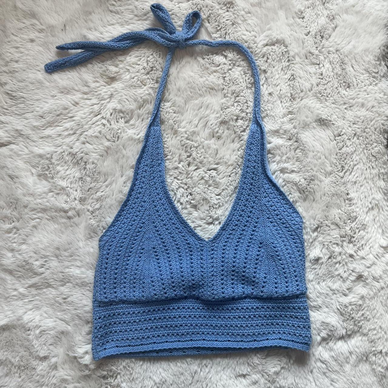 synthetic crochet halter top from hollister! would... - Depop