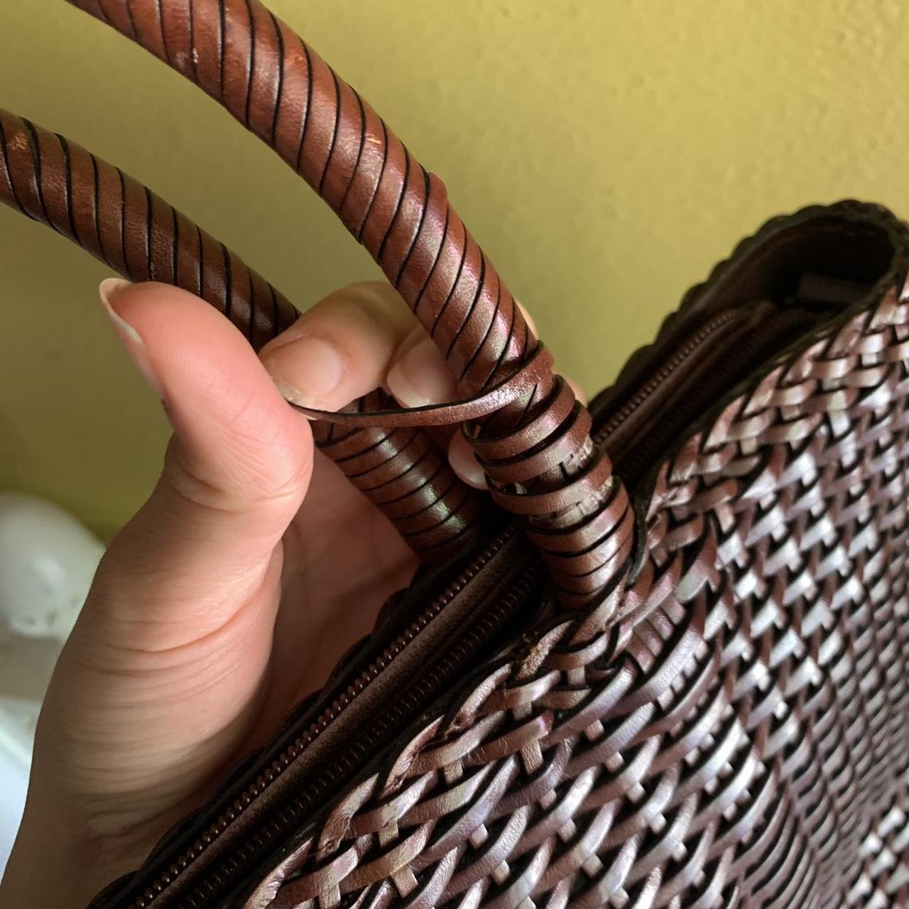 90s black leather bag braided straps genuine leather - Depop