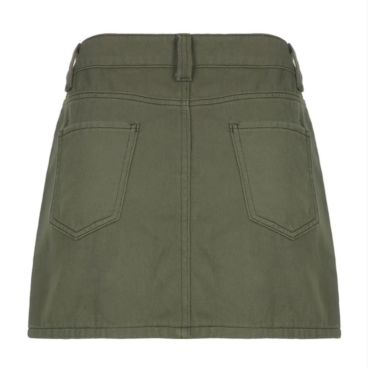 🪖 ARMY GREEN CARGO MINI SKIRT Denim /with pockets... - Depop