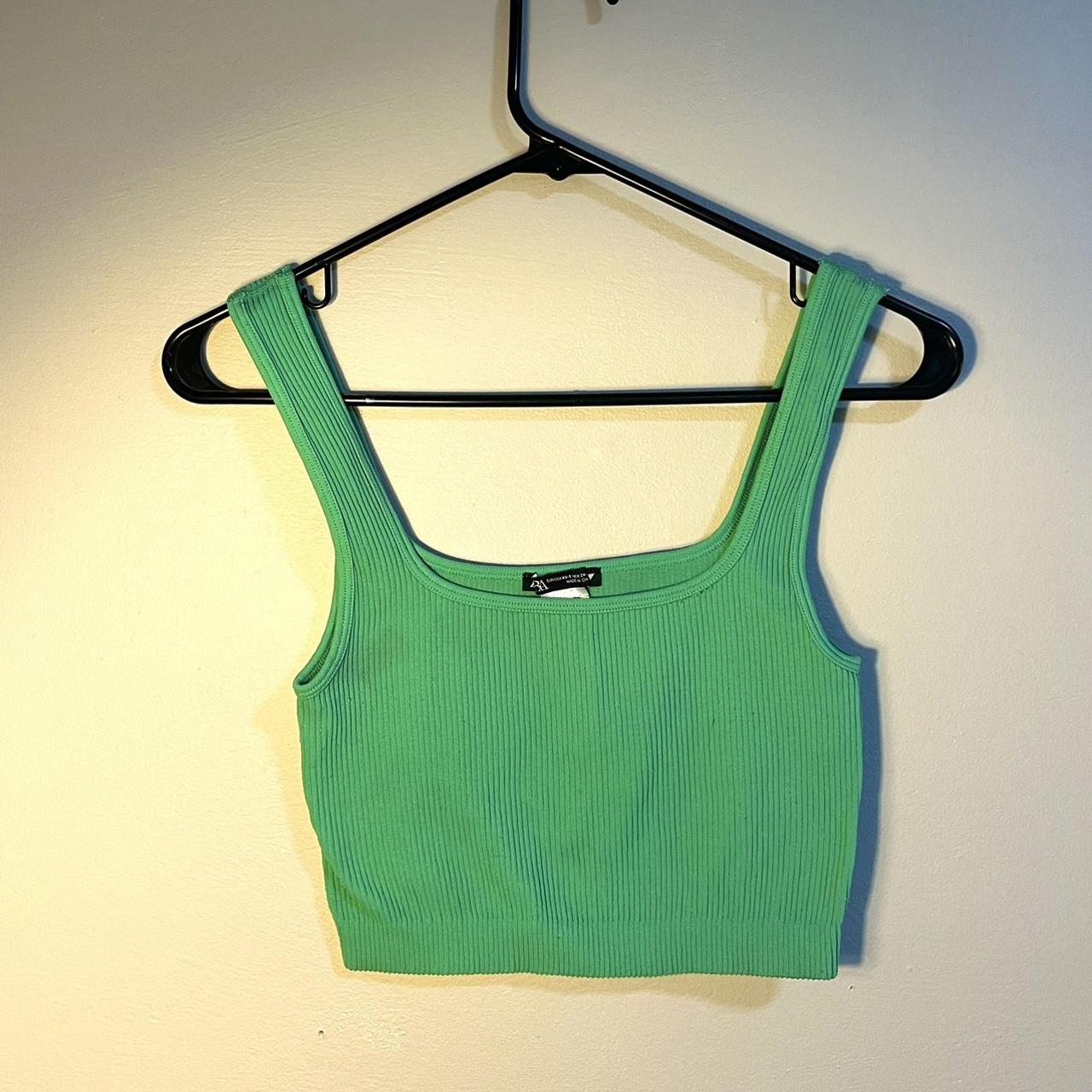 Zara Women's Green and Yellow Vest | Depop
