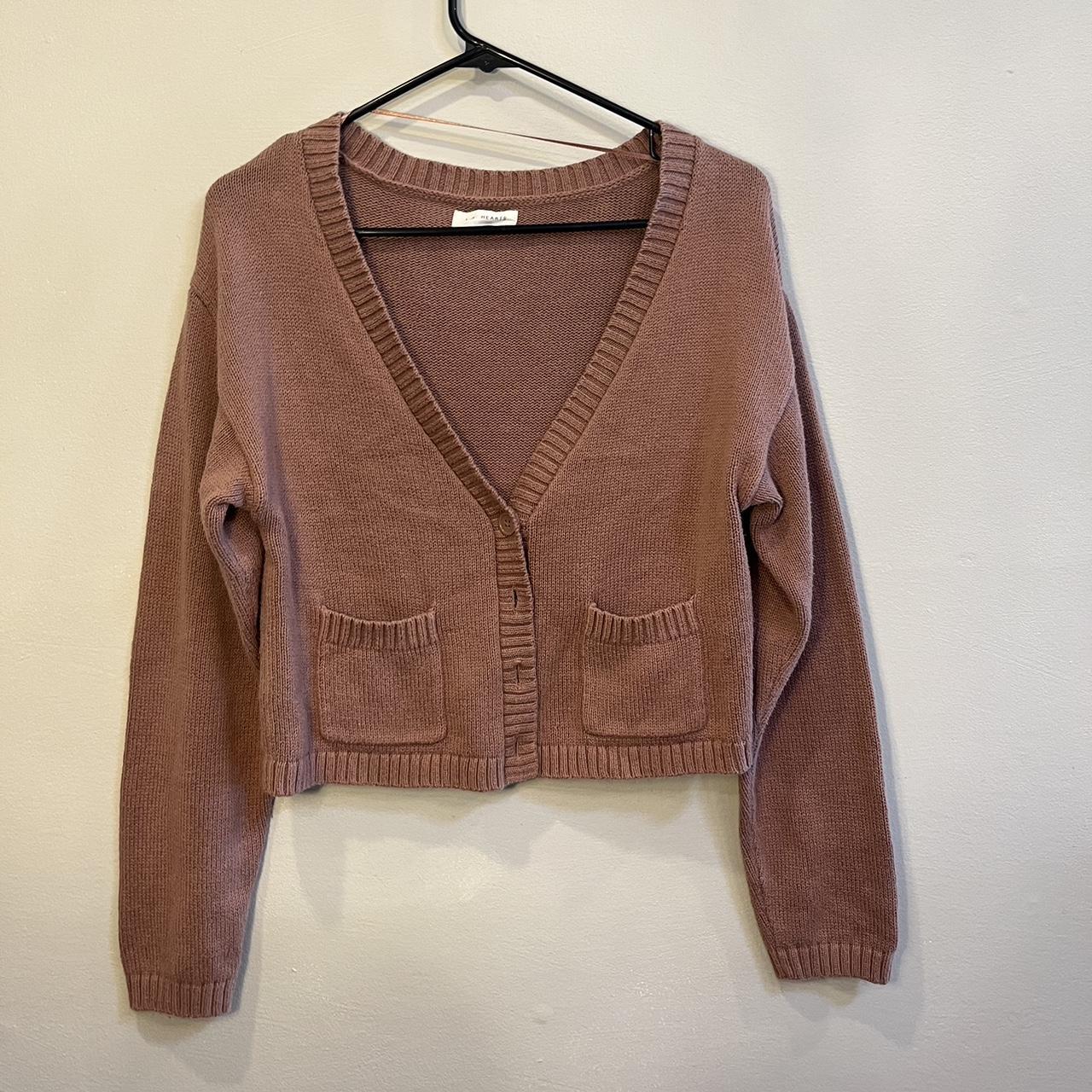 beige knitted crop cardigan from pacsun, size s,