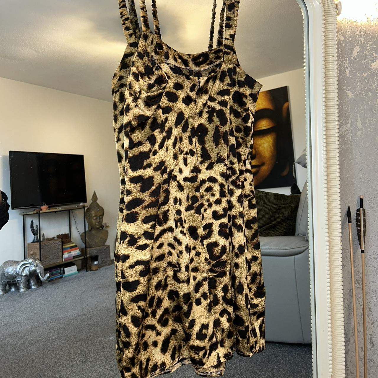 Misguided silky satin leopard print dress Very... - Depop