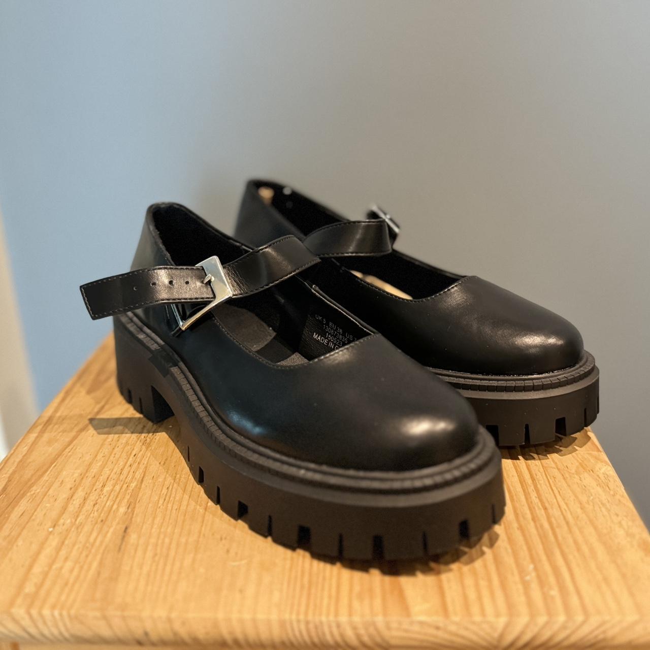 Topshop Wide Fit Amy chunky flat shoes with