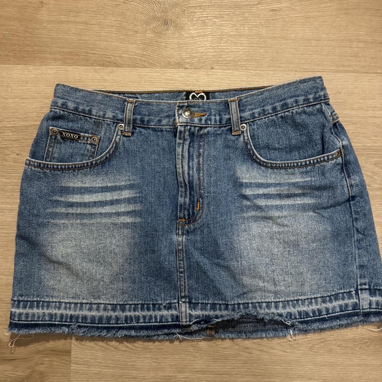 XOXO jean skirt 💙 -size 7/8 -thrifted! - Depop