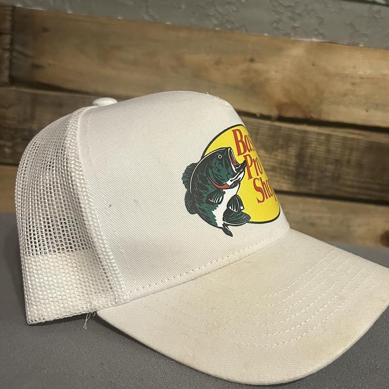 White Bass Pro Hat With Little Coloring On Brim Depop 7188