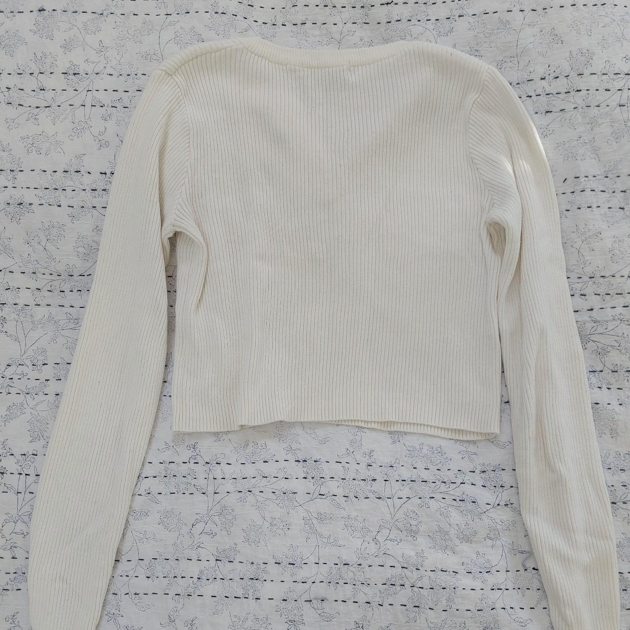 Brandy melville white henley thick ribbed cropped... Depop