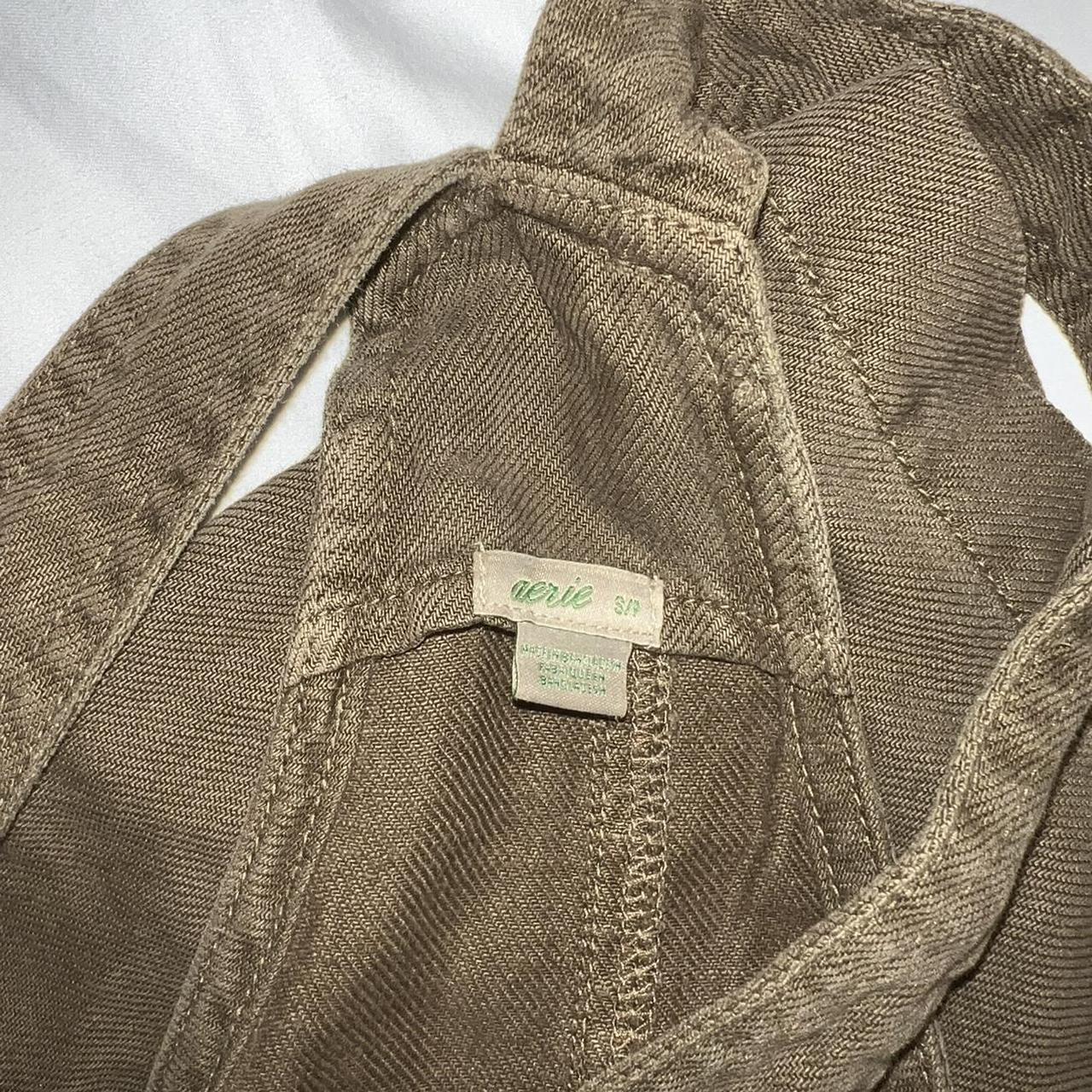 Aerie Women's Brown and Green Dungareesoveralls Depop